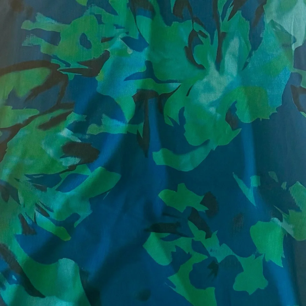 Teal & Blue Floral Midi Slip Dress with Spaghetti Straps - Picture 4 of 8